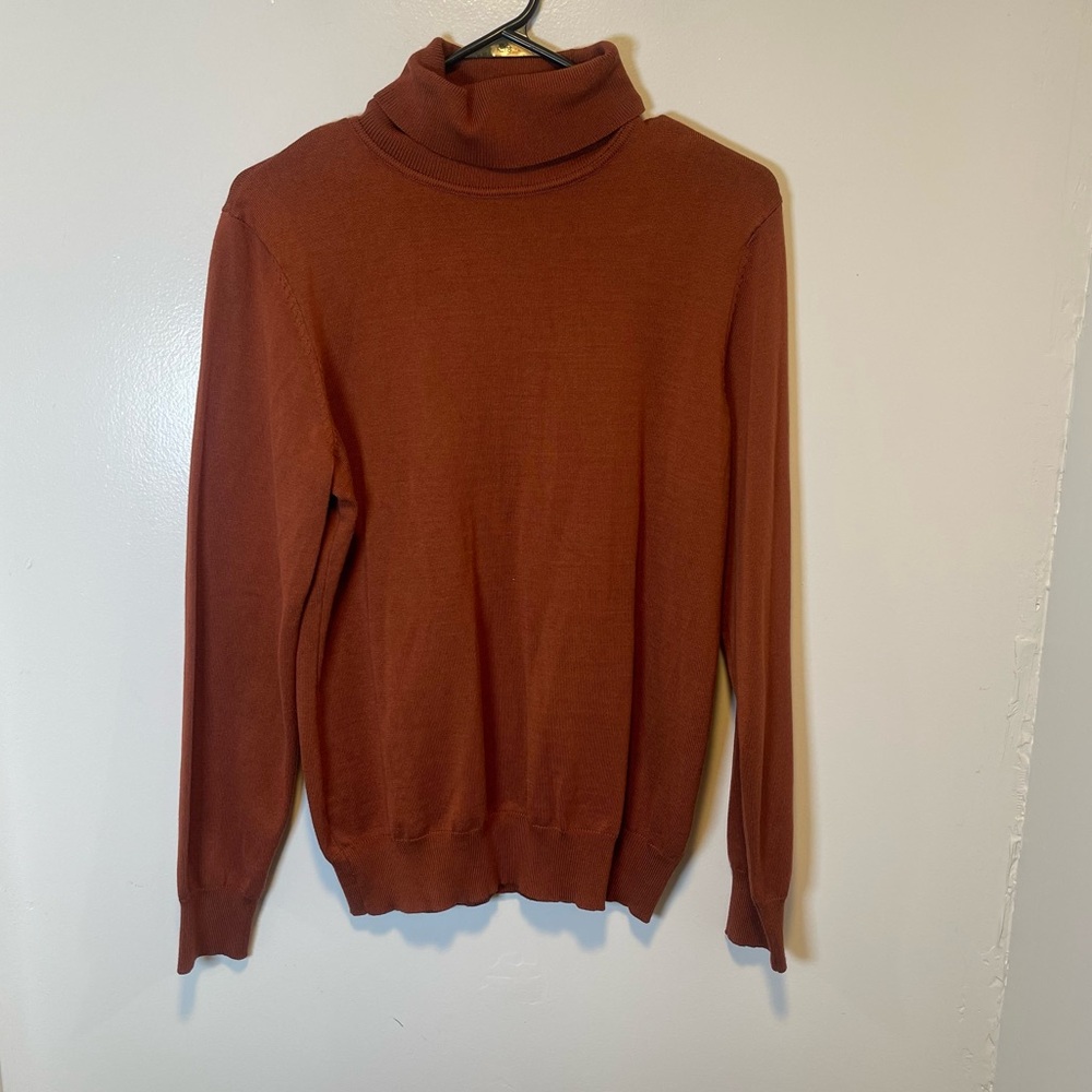 Madison grey burnt orange turtle neck sweater women's size‎ large